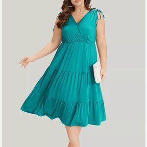 New BloomChic Supersoft Essentials Teal Tier Layered Wrap Tank Dress Size 12